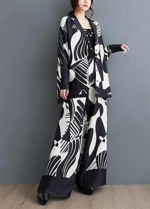 2024 New Black Fashion Print Two Piece Set For Autumn