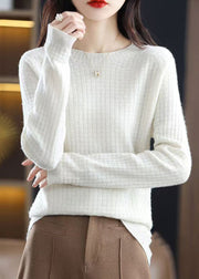 Beautiful Pink O Neck Solid Cotton Knit Sweaters Fall