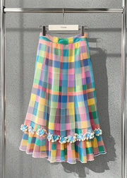 Beautiful Rainbow Plaid Tulle A Line Skirts Summer