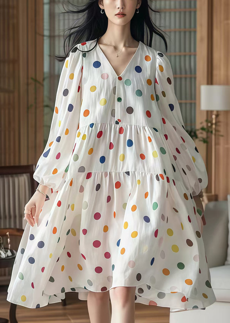 Beautiful White Oversized Print Cotton Vacation Dresses Fall