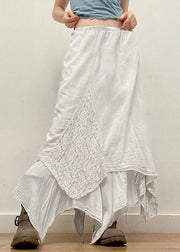 Bohemian White Asymmetrical Lace Patchwork Skirts Summer