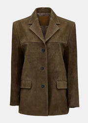 Boutique Brown Peter Pan Collar Button Faux Suede Coat Fall