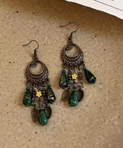 Boutique Green Sterling Silver Bronze Coloure Tassel Drop Earrings