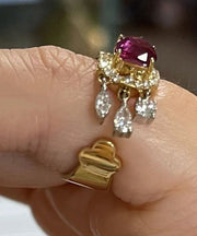 Boutique Purple Alloy Zircon Gem Stone Tassel Rings