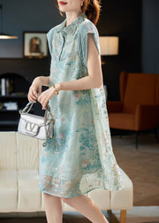 Classy Green Embroidered Lace Patchwork Chiffon Dress Summer