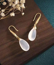 DIY White Sterling Silver Overgild Crystal Water Drop Drop Earrings