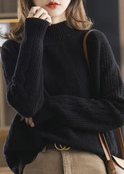 Modern Apricot Turtleneck Patchwork Thick Cotton Knit Sweaters Fall