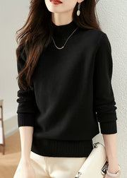 New Black Turtleneck Solid Knit Sweaters Fall