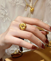 Retro Gold Copper Overgild Floral Rings