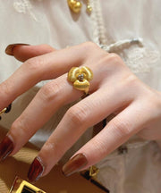 Retro Gold Copper Overgild Floral Rings