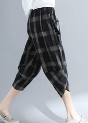 Loose cotton 18th Century Outfits black Plaid Traveling harem pants - bagstylebliss