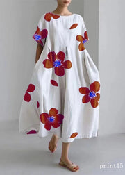 Flower print8 Cotton Dresses Pockets Patchwork Spring