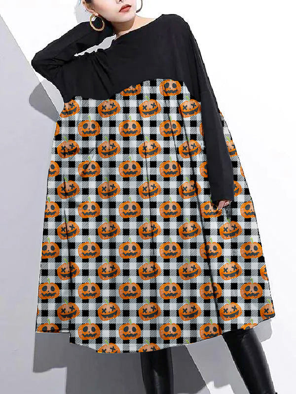 Elegant Cinched o neck Cotton clothes For Women Tutorials  Black-pumpkin Dresses