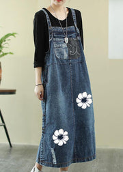 Lebhaftes, denimblaues Tunikakleid Slash-Neck-Loch-Maxikleid