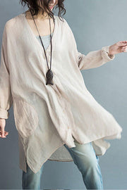 Art Casual Loose Long V-neck Cotton Shirt Women Clothes