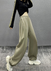 2024 Autumn New Grey Drawstring High Waist Warm Fleece Sports Beam Pants