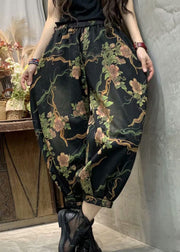 2024 Autumn New Print Elastic Waist Denim Lanterns Pants