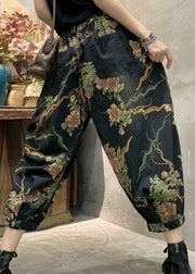 2024 Autumn New Print Elastic Waist Denim Lanterns Pants