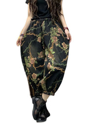 2024 Autumn New Print Elastic Waist Denim Lanterns Pants