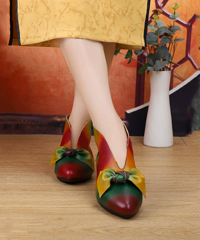 2024 New Soft Flats Colorful Ethnic Style Women Bow Ankle Boots