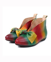 2024 New Soft Flats Colorful Ethnic Style Women Bow Ankle Boots