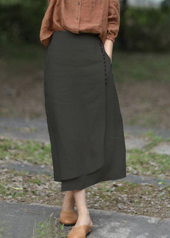 Boutique Green asymmetrical design elastic waist A Line Skirts Spring