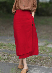 Boutique Red asymmetrical design elastic waist A Line Skirts Spring