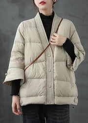 Black  V Neck Button Thick fashion Winter Duck Down Jackets