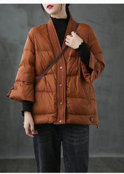 Black  V Neck Button Thick fashion Winter Duck Down Jackets