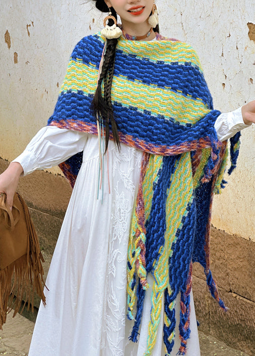 2024 New Bohemian Rainbow Tassel Cozy Warm Shawl