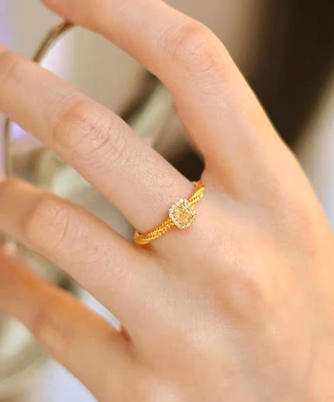 2024 New Gold Overgild Zircon Crystal Rings