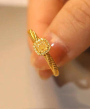 2024 New Gold Overgild Zircon Crystal Rings