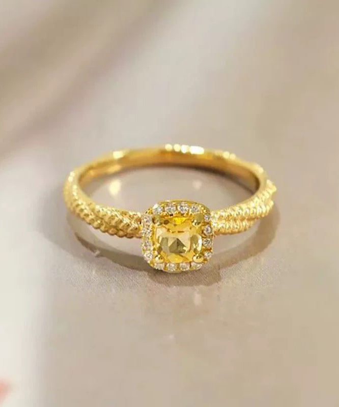 2024 New Gold Overgild Zircon Crystal Rings