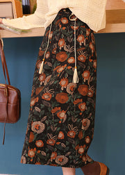 2024 New Print High Waist Cotton Skirts Autumn