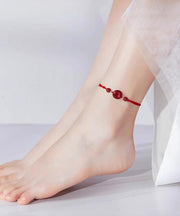 2024 New Red Hand Woven Cinnabar Ping Buckle Adjustable Anklet