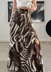 2024 New Summer Zebra Pattern Fashion Skirts Side Open