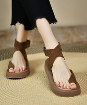 2024 Summer Navy Platform Soled Cross Strap Suede Sandal