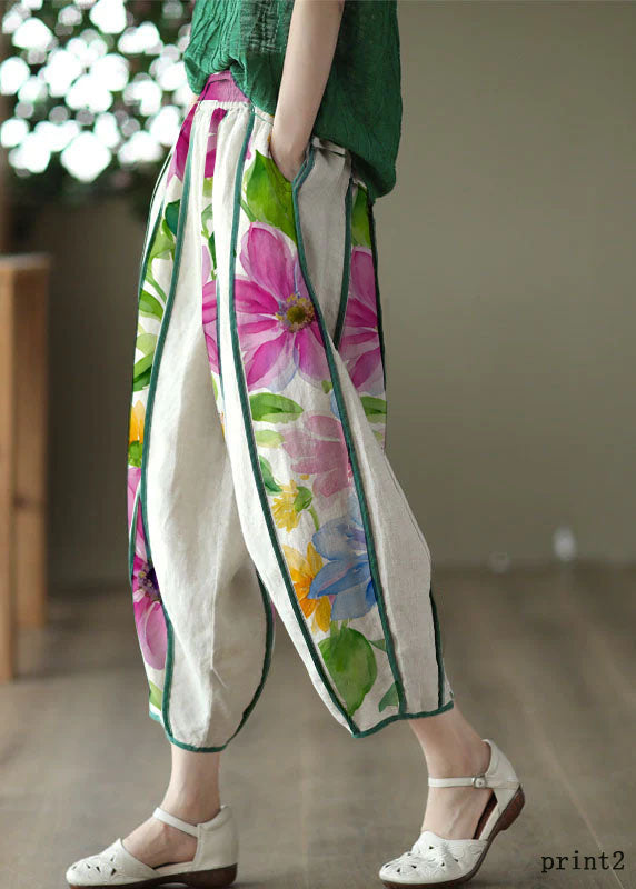 Jade purple flower Linen Women Casual Linen Shirt Dress