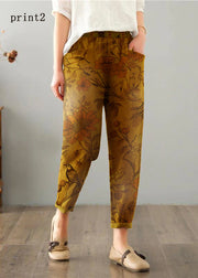 Women print2 Cotton Linen Summer Pants