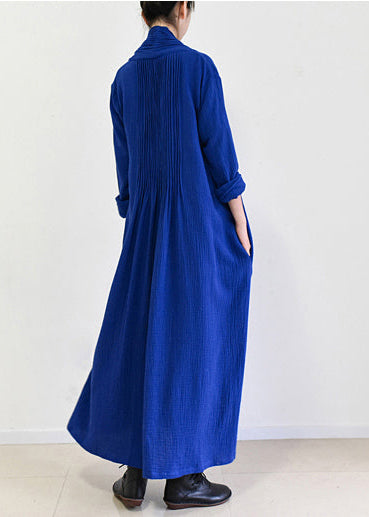 royal blue linen trench coats long cotton maxi coats 2024 fall casual outfits