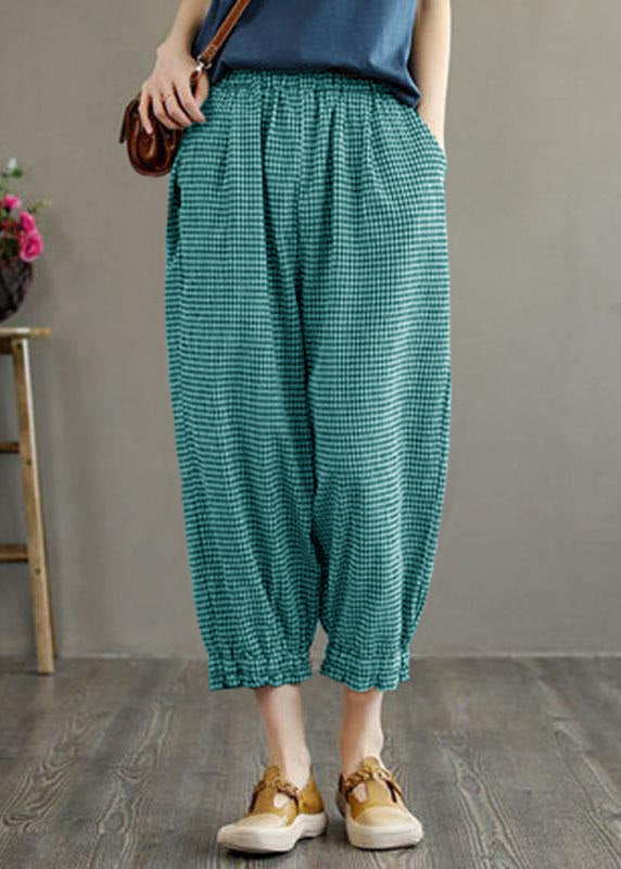 Bohemian Plaid Pockets Summer Linen Pants