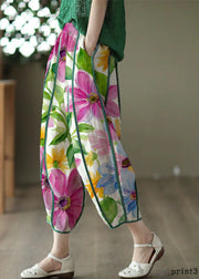 Khaki Print4 Linen Shirt Dresses O-Neck Oversized Lantern Sleeve