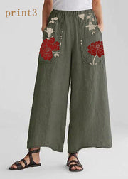 Cotton Linen Loose Wide Leg Casual Pants Tea Green-print3