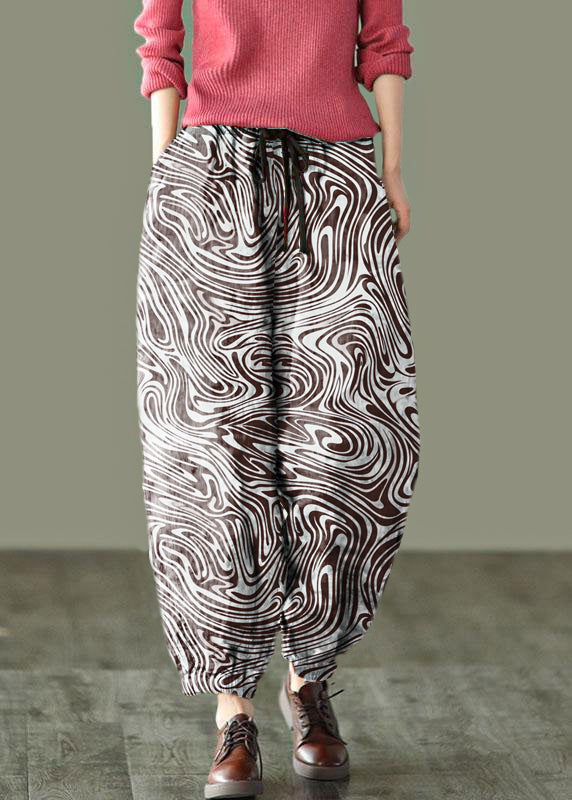 Beautiful Sunset Print Fall Linen Harem Pants-Limited Stock