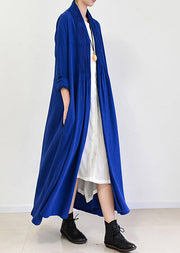 royal blue linen trench coats long cotton maxi coats 2024 fall casual outfits