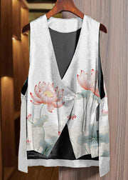 Loose Gold Asymmetrical Button Silk Waistcoat Sleeveless