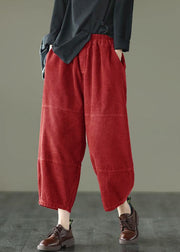 Organic Red High Waist Wide Leg Fall Pants Corduroy