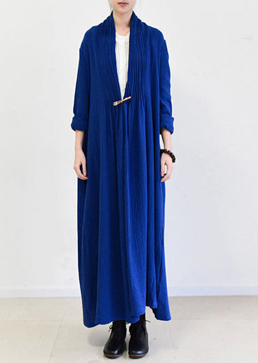 royal blue linen trench coats long cotton maxi coats 2024 fall casual outfits