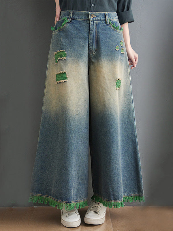 Original Split-Joint Column Wide Leg Denim Pants