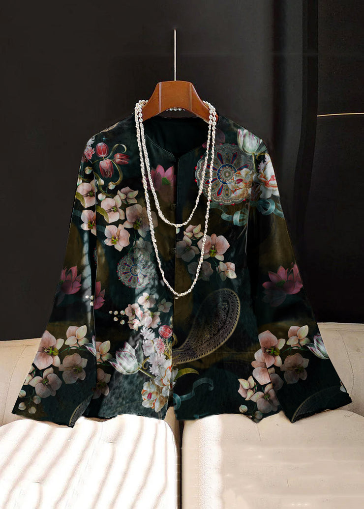 Chinese Style White Embroideried Button Silk Coat Long Sleeve